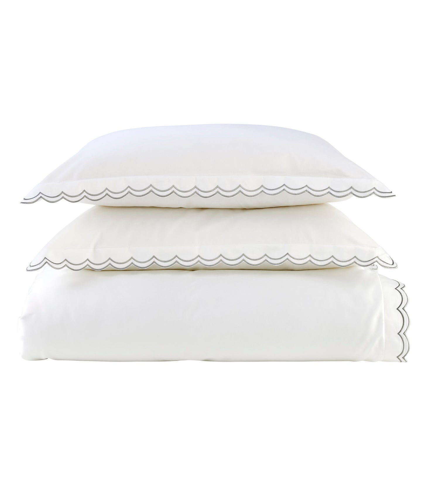 Scallop Edge Double Duvet Set Light Grey / Double Duvet Set - 200x200, 50x75 + 3 CM (2)
