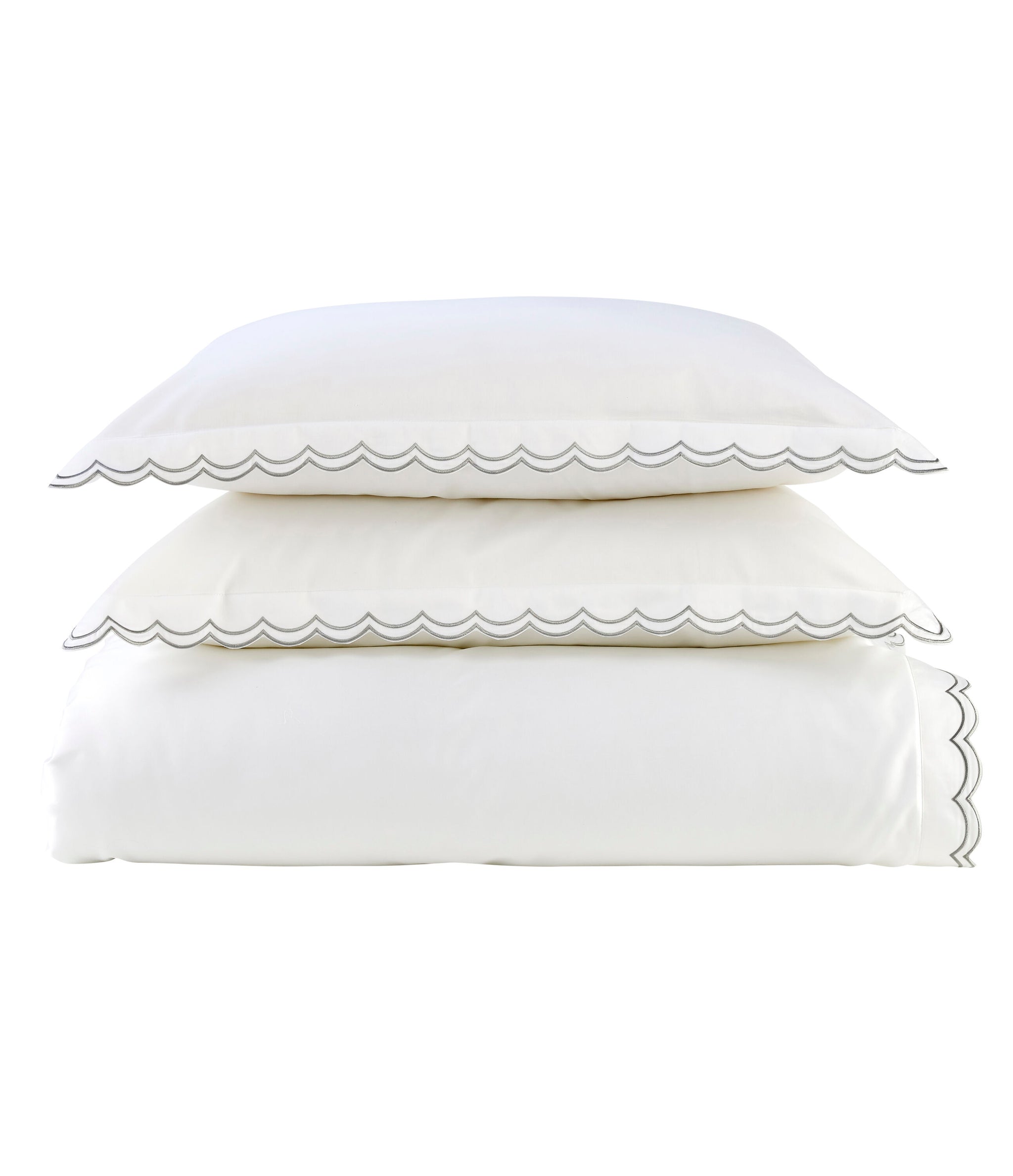 Scallop Edge Double Duvet Set Light Grey / Double Duvet Set - 200x200, 50x75 + 3 CM (2)