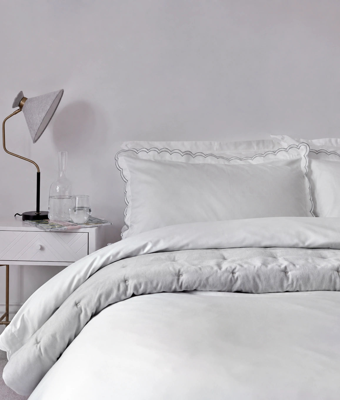 Christy Scallop Edge Duvet Set - 300 Thread Count Sateen