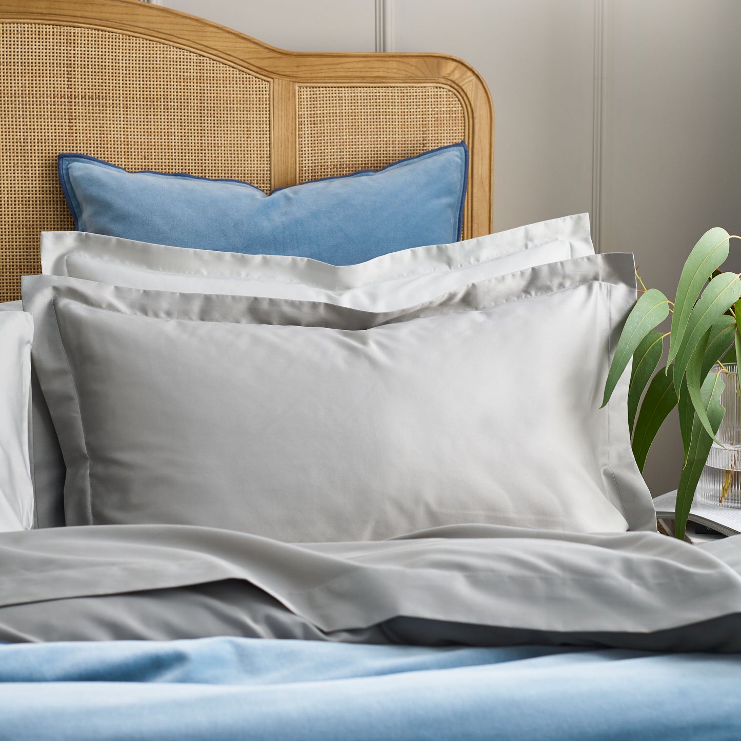 400TC Sateen - Classic Sateen Oxford Pillow Case Pair Silver/Grey / Oxford Pillow Case Pair - 50x75  + 4 CM (2)