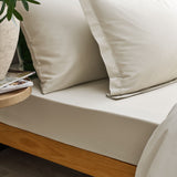 400TC Sateen - Classic Sateen Fitted Sheet Beige / Super King Fitted Sheet - 180x200 + 36 CM