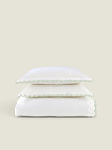 Christy Scallop Edge Duvet Set - 300 Thread Count Sateen King / Green