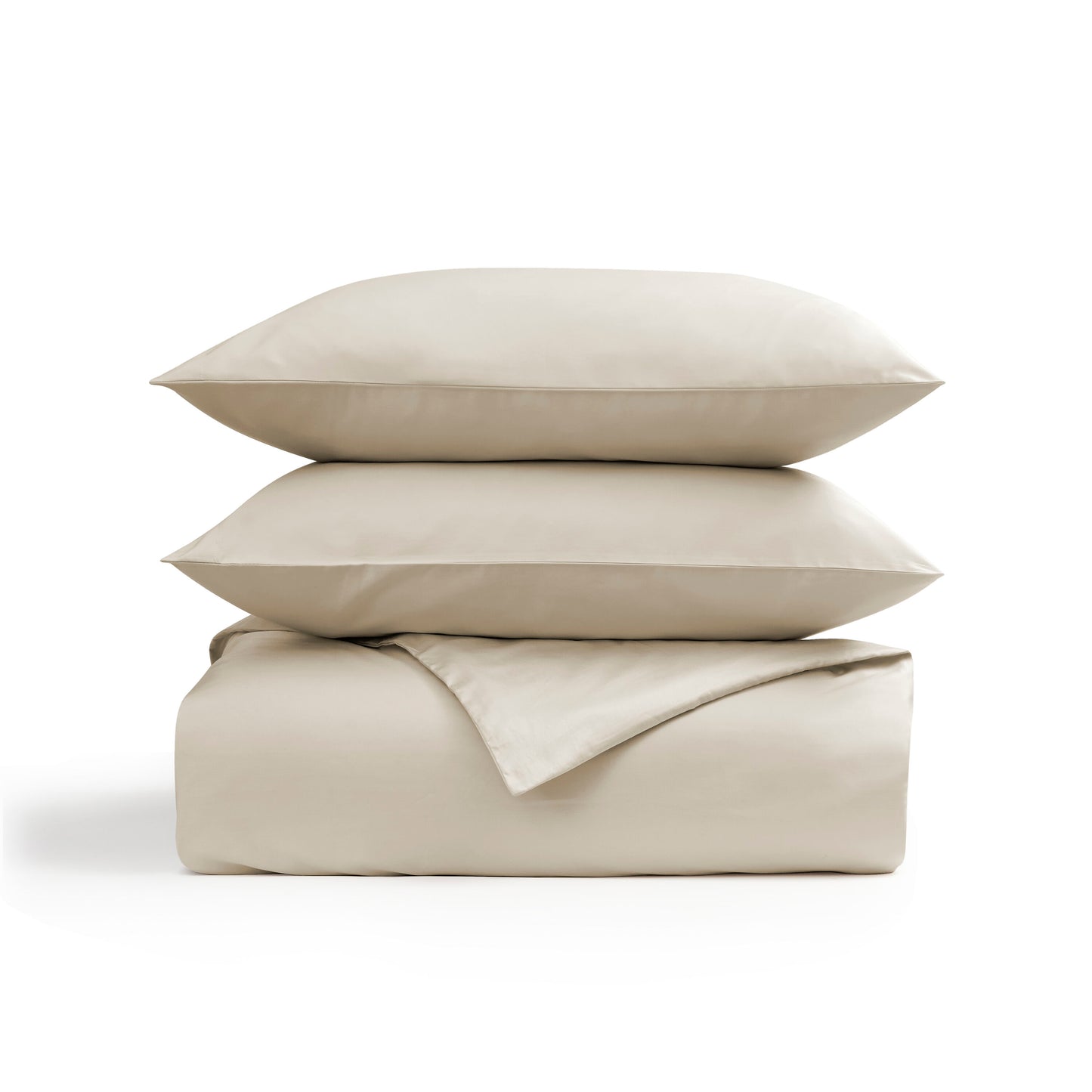 400TC Sateen - Classic Sateen Duvet Set Beige / Gulf King Duvet Set - 240x220, 50x75 CM (2)