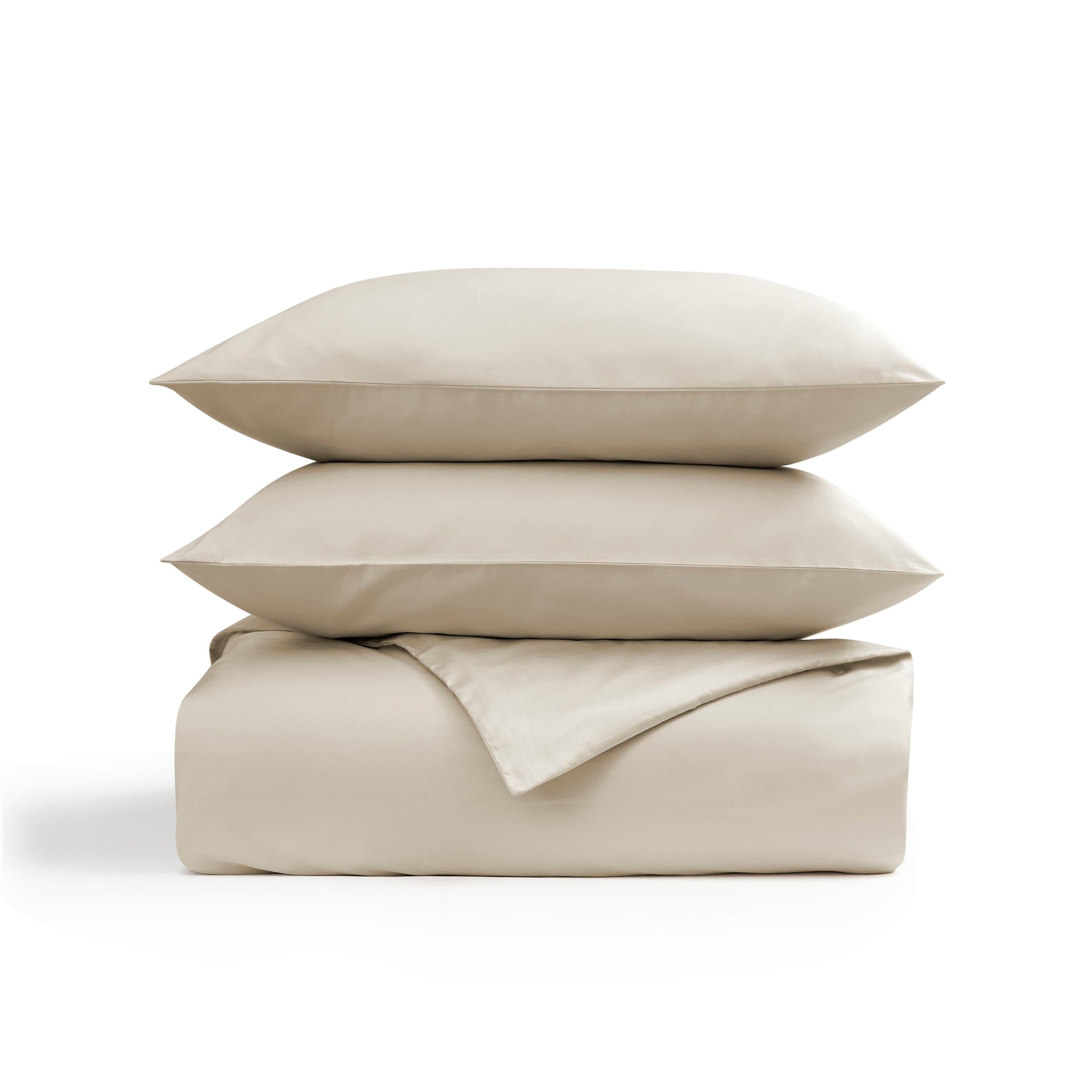 400TC Sateen - Classic Sateen Duvet Set Beige / Gulf King Duvet Set - 240x220, 50x75 CM (2)