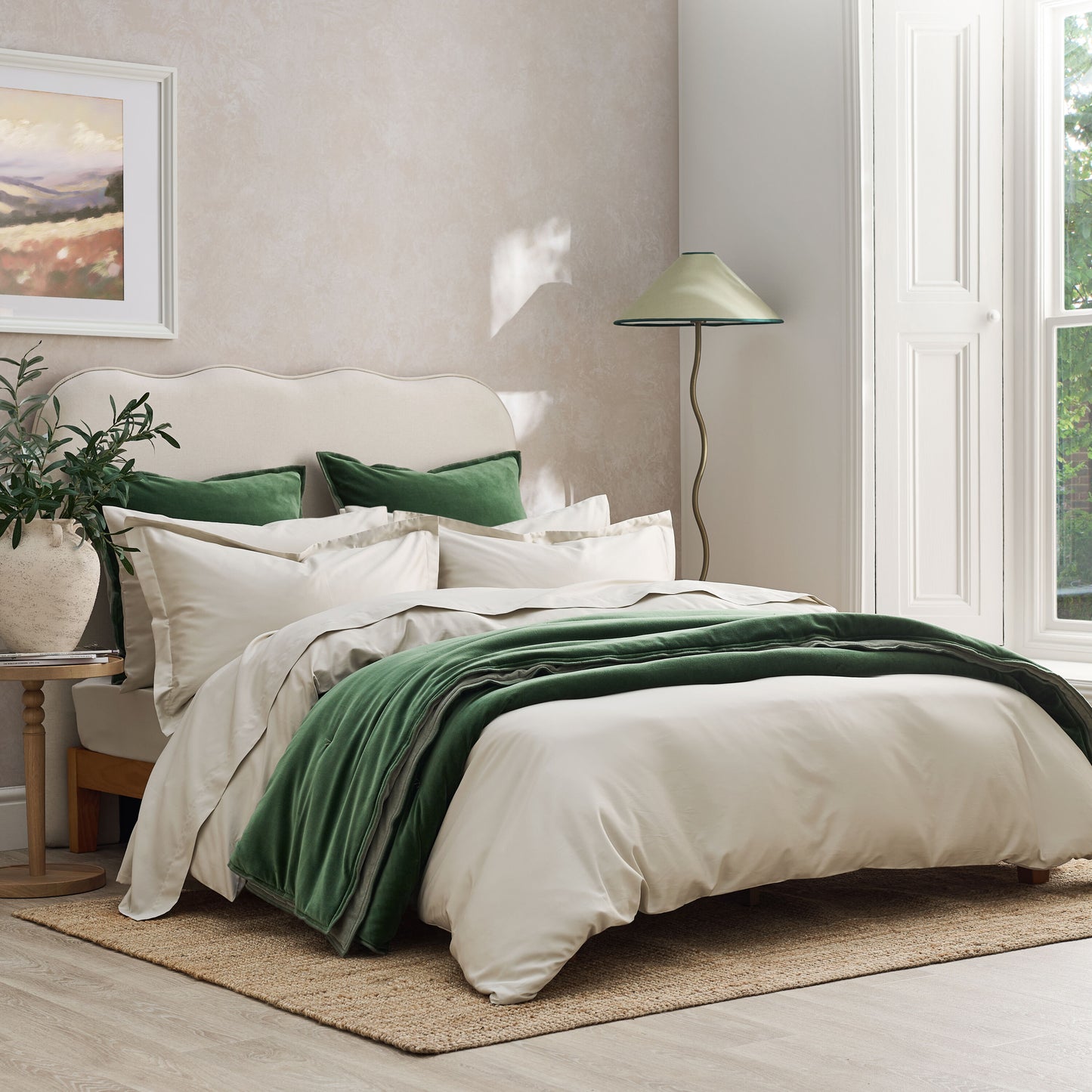 400TC Sateen - Classic Sateen Duvet Set Beige / Gulf Super King Duvet Set - 260x240, 50x75 CM (2)