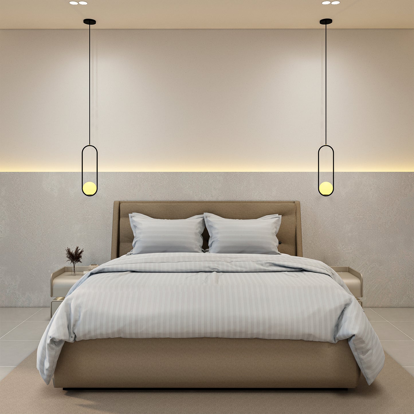 Luxurious 300 Thread Count Bamboo  Sateen Wide Stripe Duvet Cover Set - 3 Piece Collection