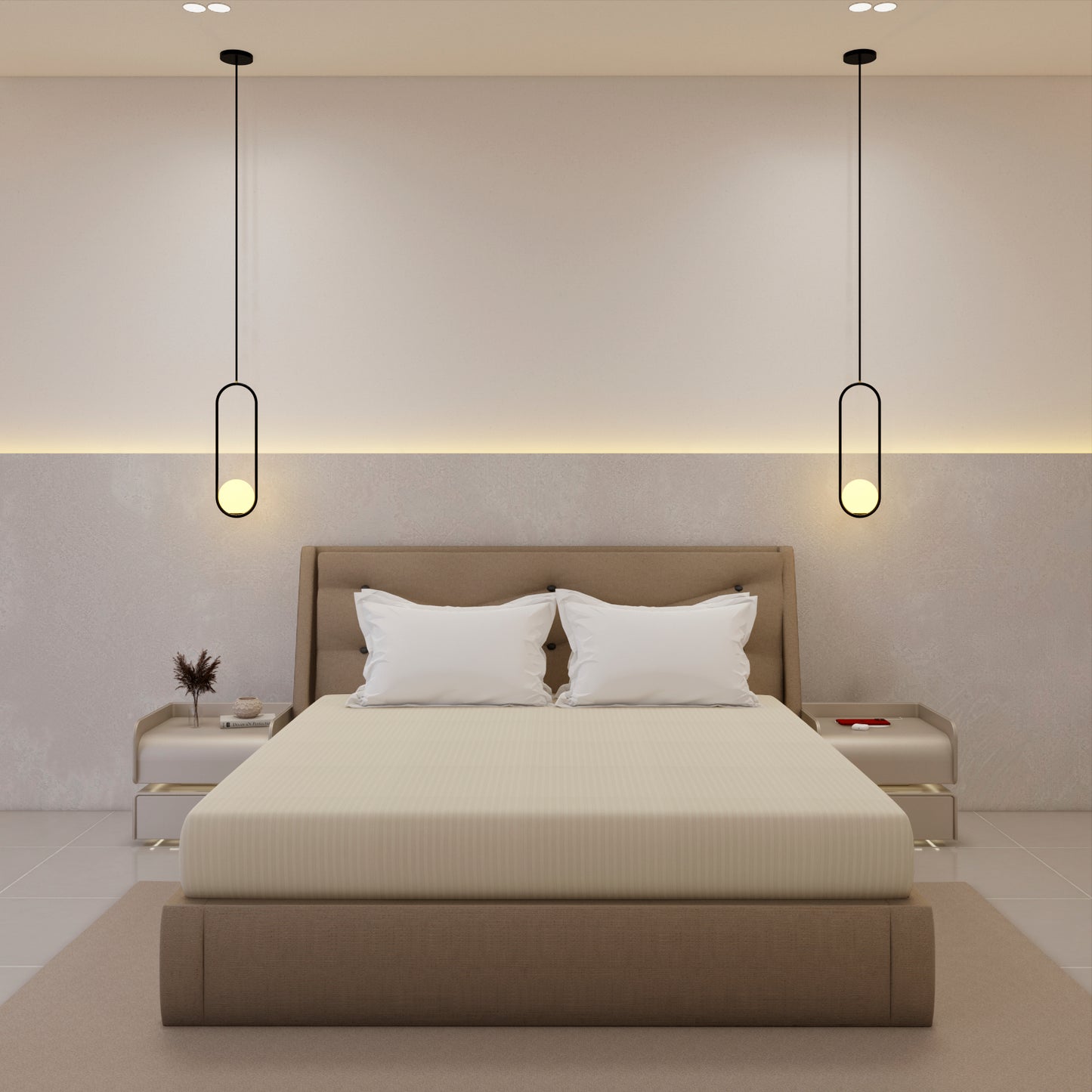 Luxurious 300 Thread Count Bamboo  Sateen Thin Stripe Fitted Sheet