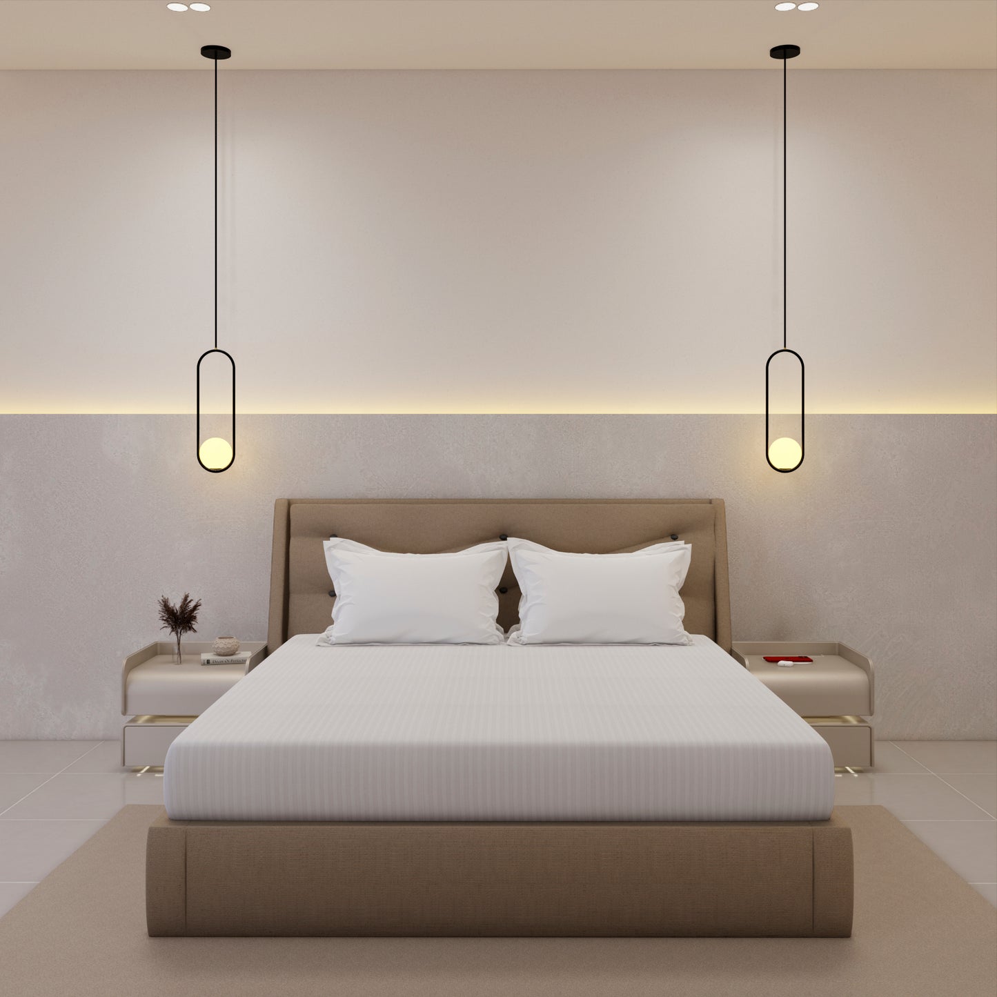 Luxurious 300 Thread Count Bamboo  Sateen Thin Stripe Fitted Sheet