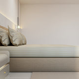 Luxurious 300 Thread Count Bamboo  Sateen Wide Stripe Fitted Sheet Queen - 160 x 200 x 38 CM / Pale Coral