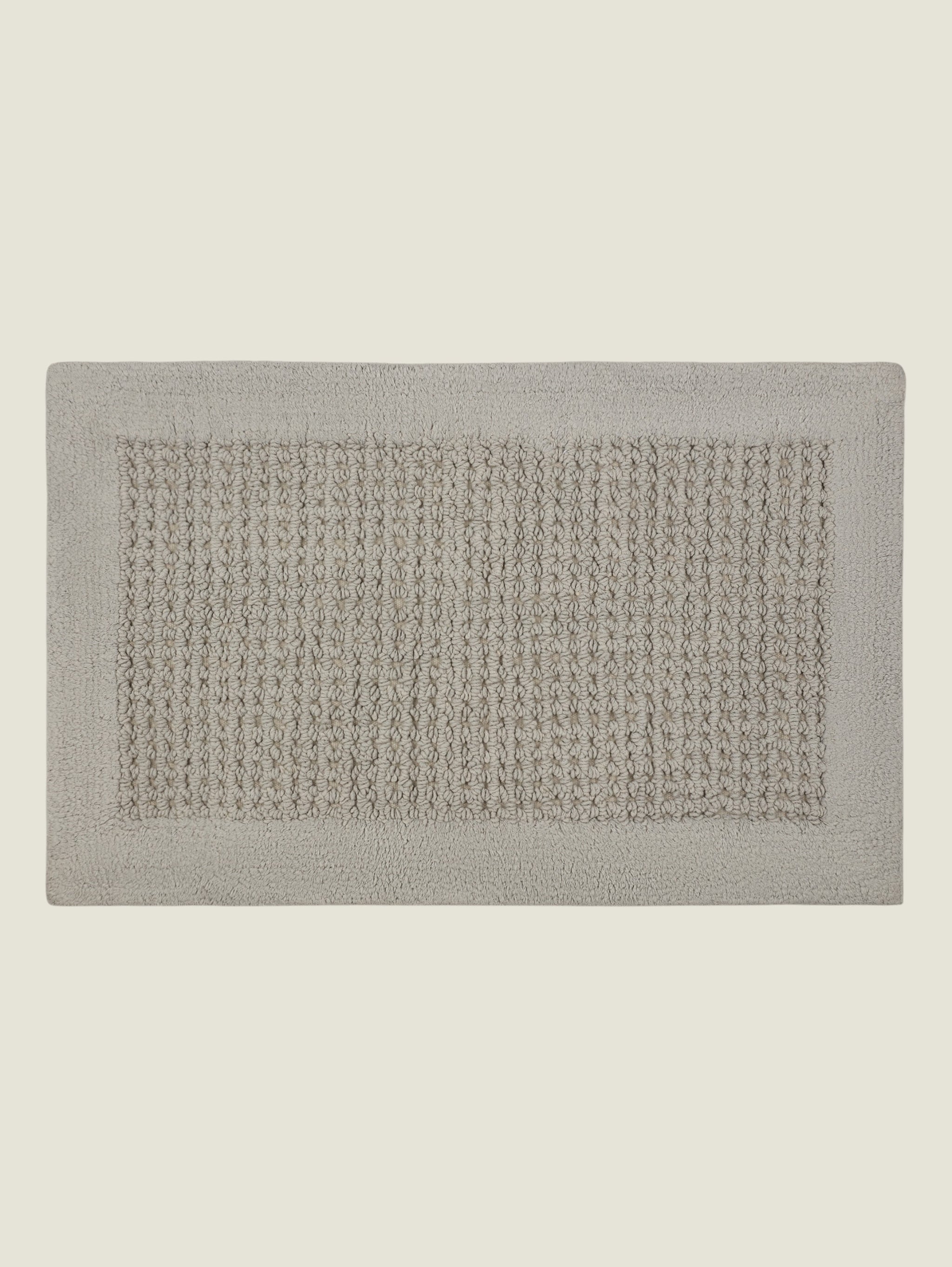 Dwell Cotton Frame Cotton Bath Mat - Light Grey