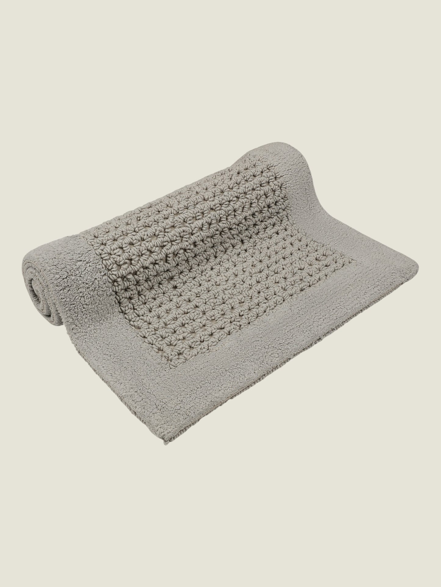 Dwell Cotton Frame Cotton Bath Mat - Light Grey