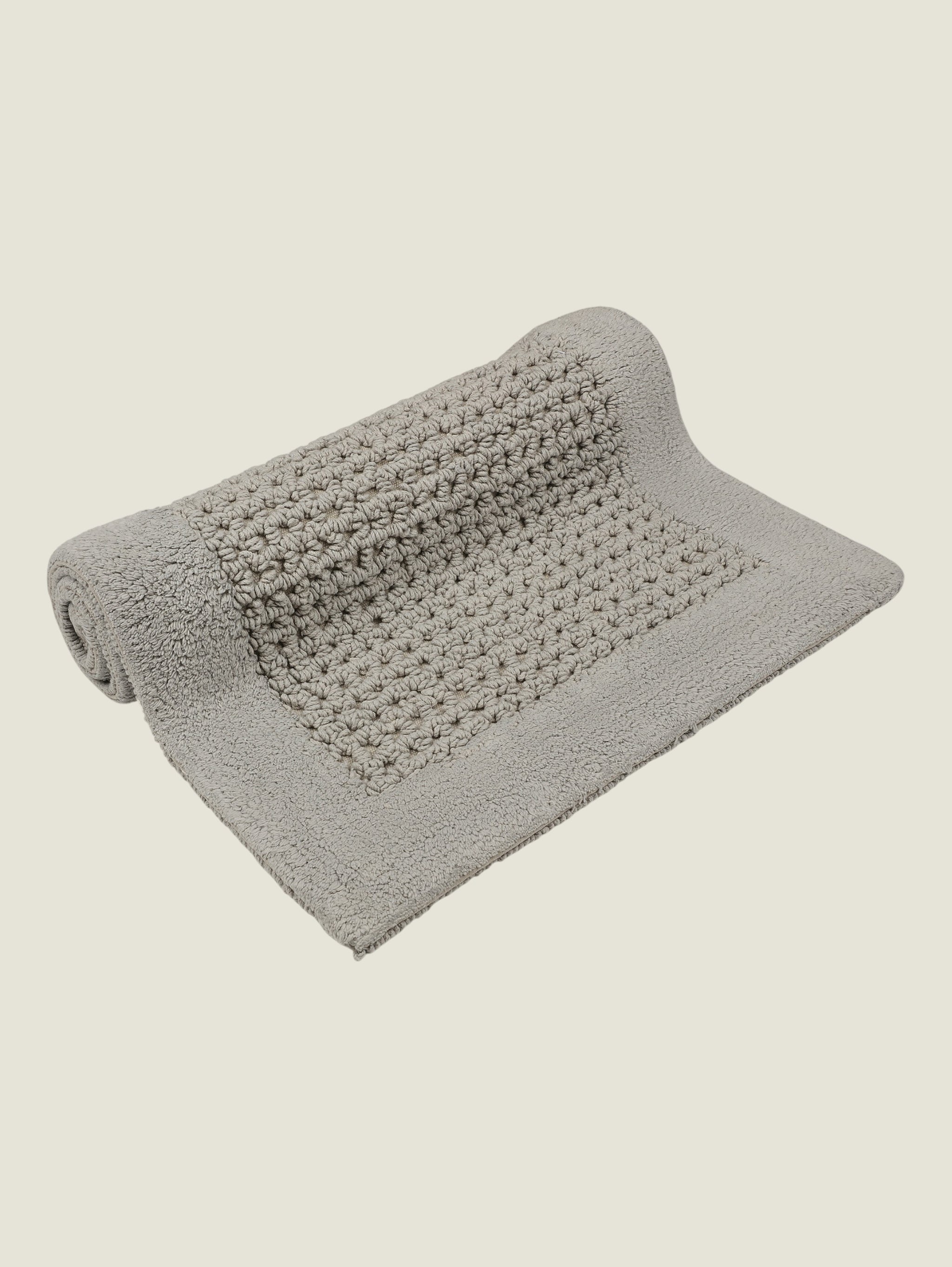 Dwell Cotton Frame Cotton Bath Mat - Light Grey