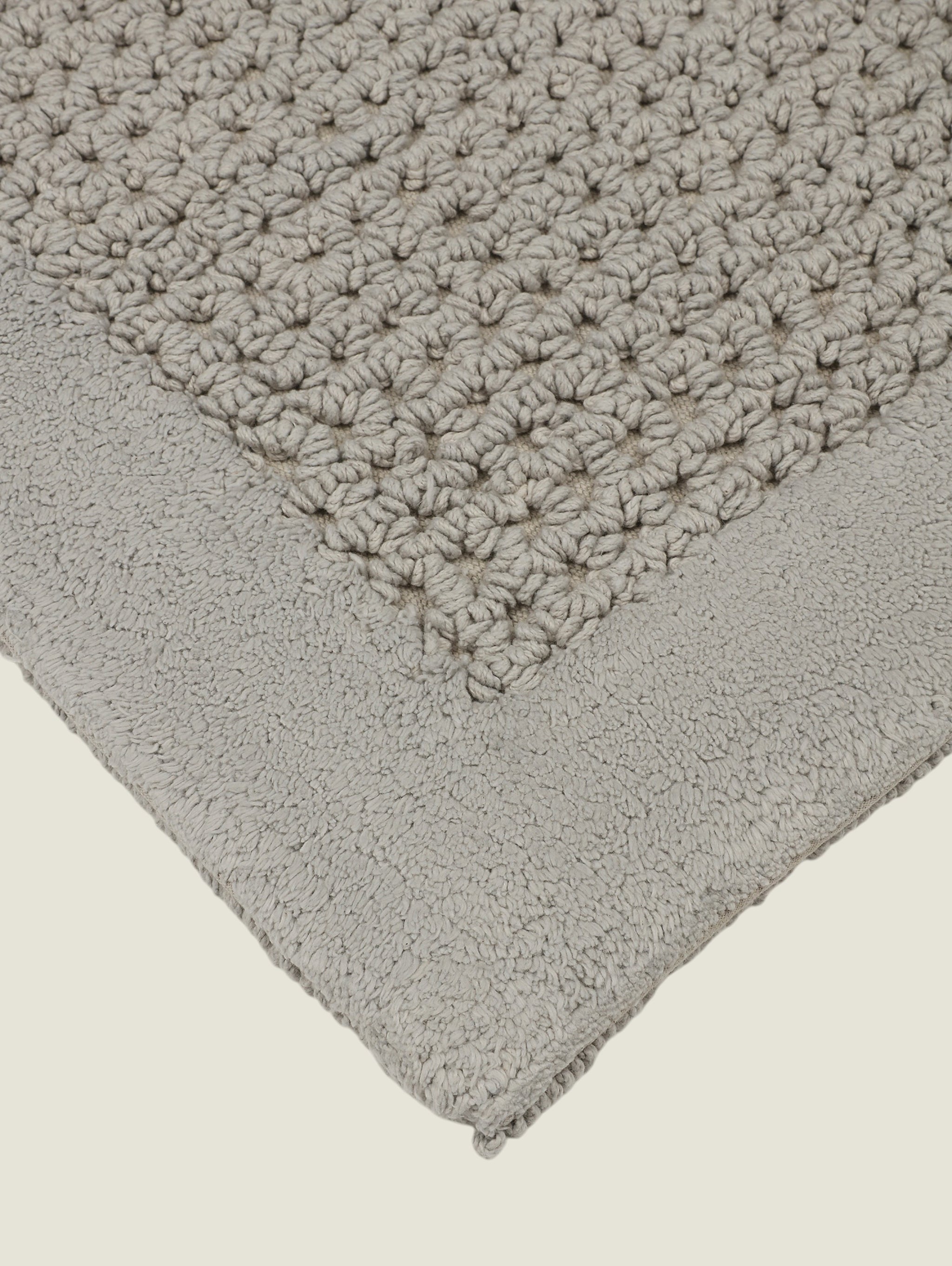 Dwell Cotton Frame Cotton Bath Mat - Light Grey