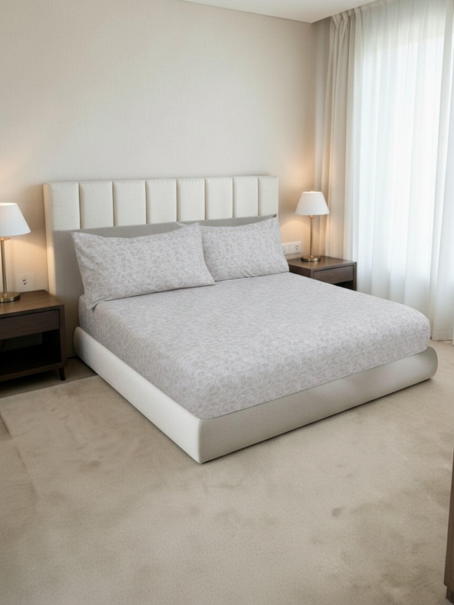 200 Thread Count Printed Sunrich Fitted Sheet Set - Reverse