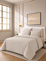 Kiara Jacquard 4PC Duvet Cover Set - Beige