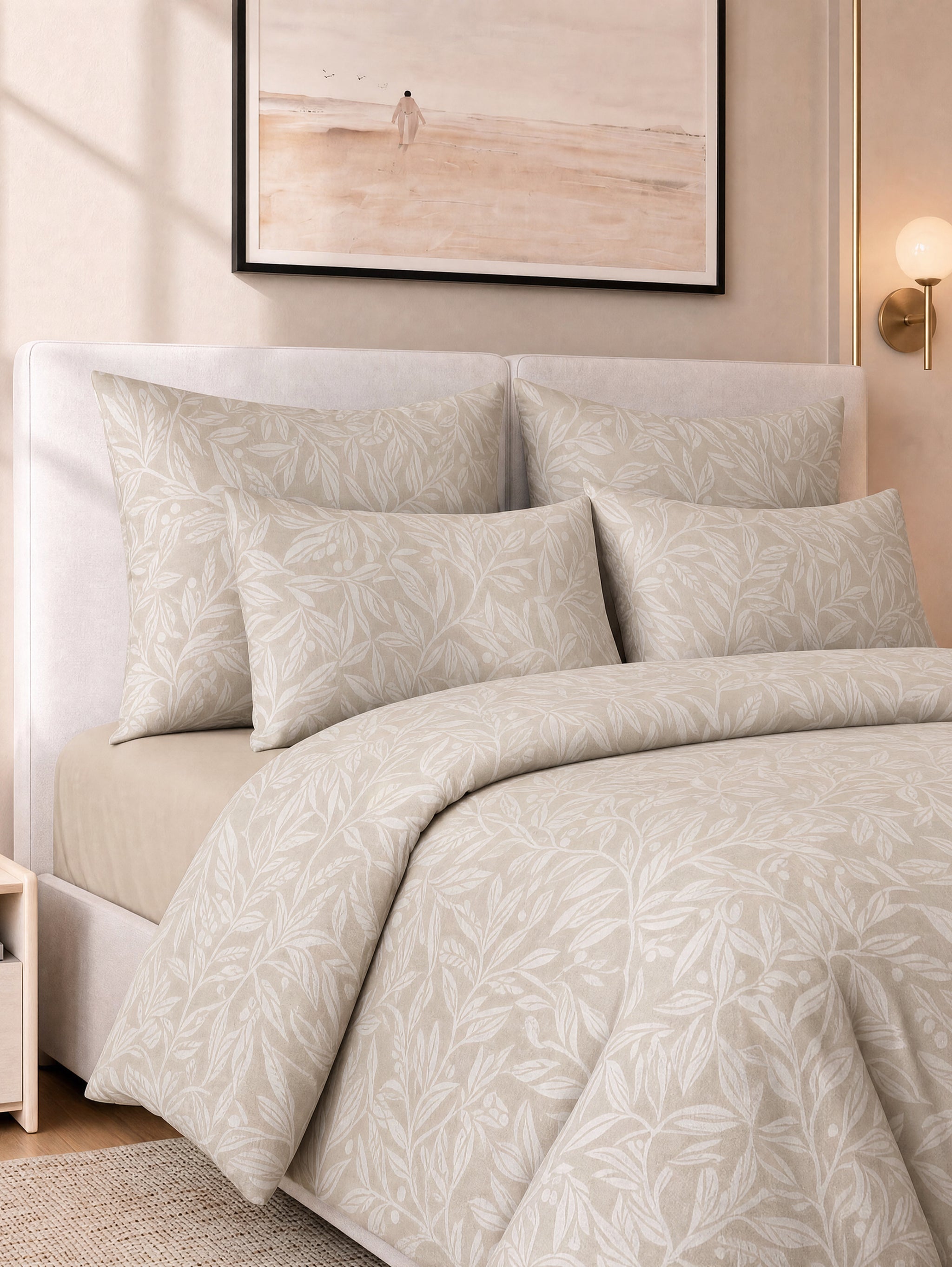 Kiara Jacquard 4pc Comforter Set - Beige