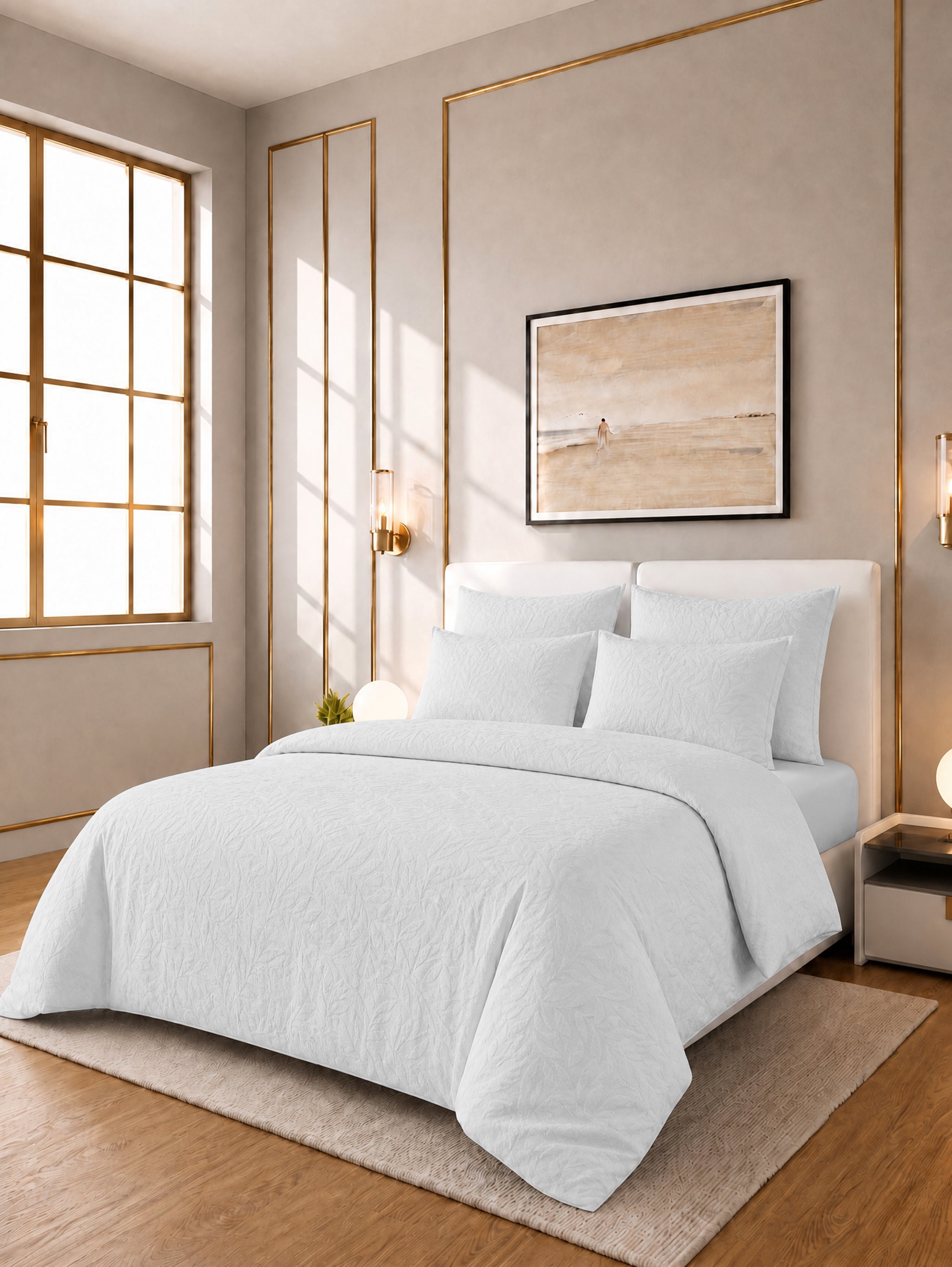 Juniper Jacquard 4pc Duvet Cover Set - White