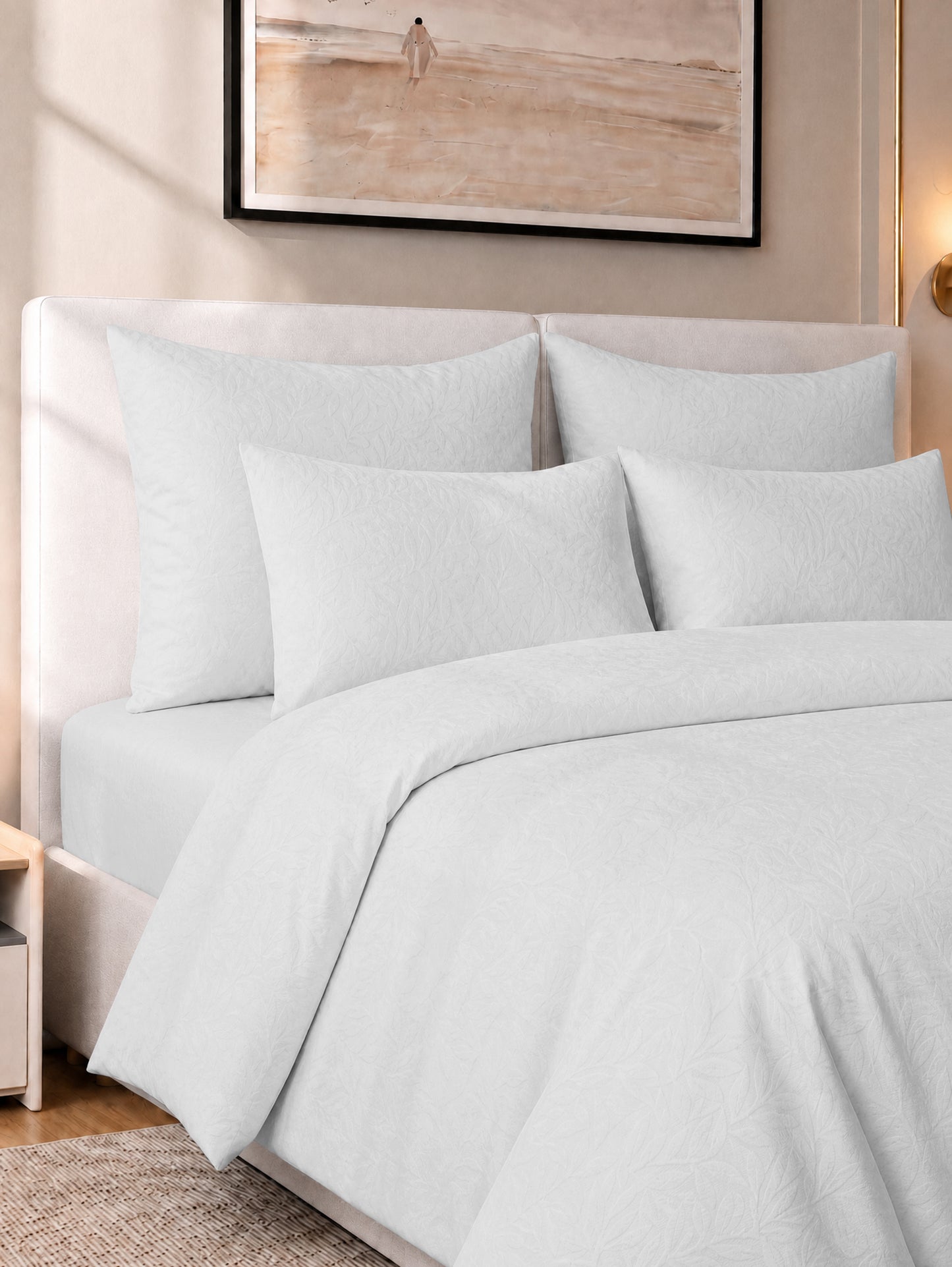 Juniper Jacquard 4pc Duvet Cover Set - White