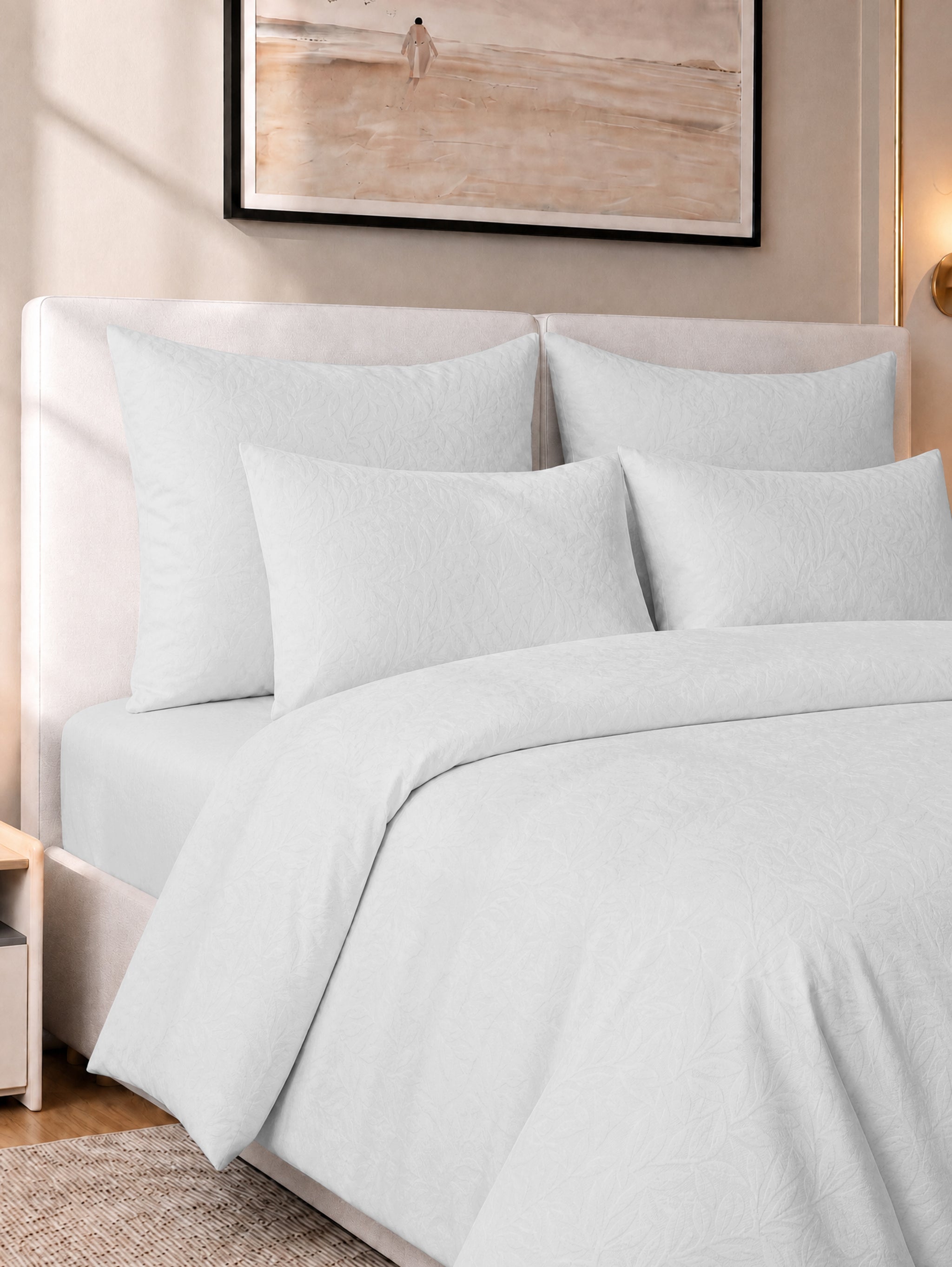 Juniper Jacquard 4pc Duvet Cover Set - White