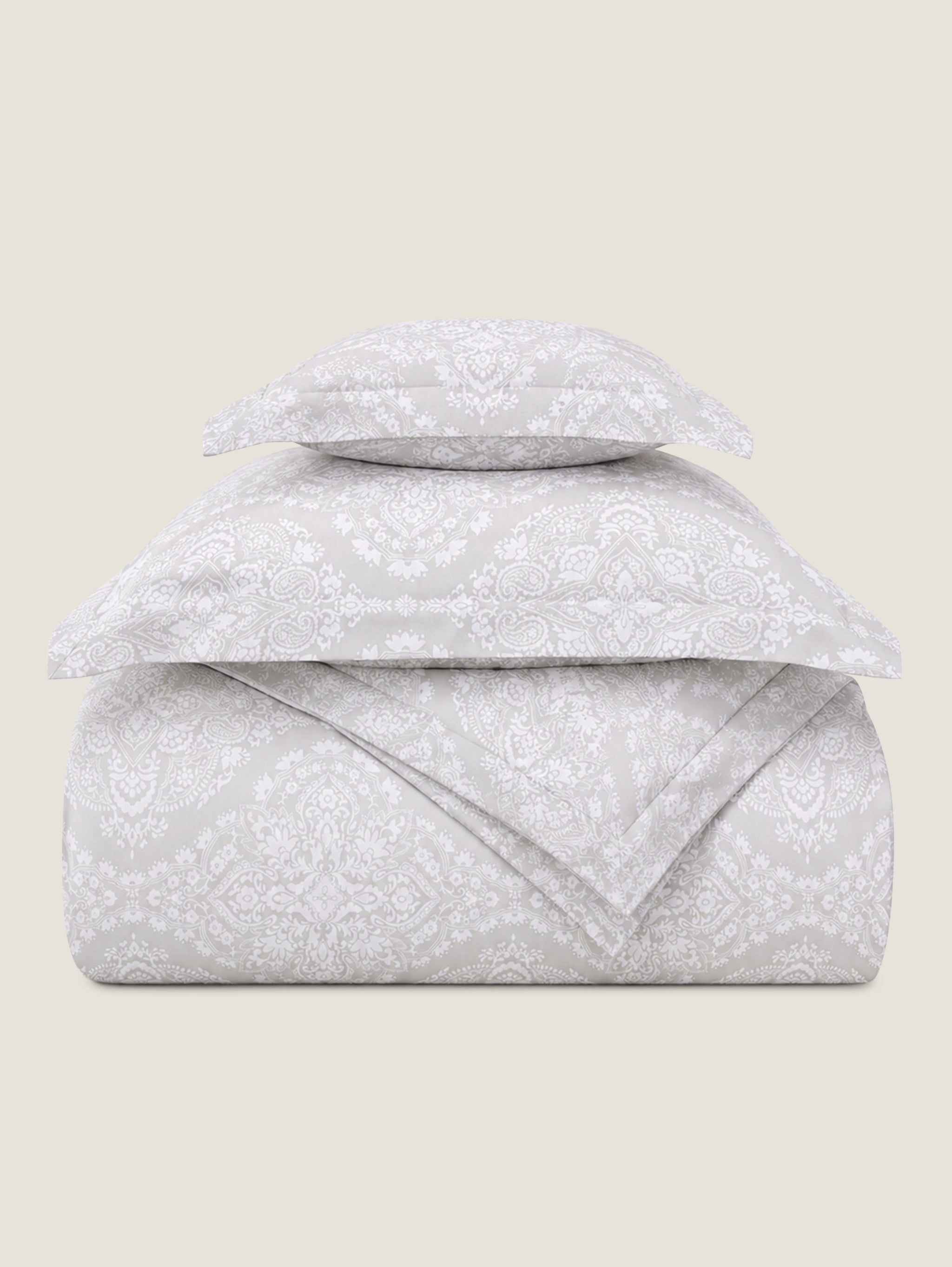 Cynthia Jacquard 4pc Duvet Cover Set - Grey