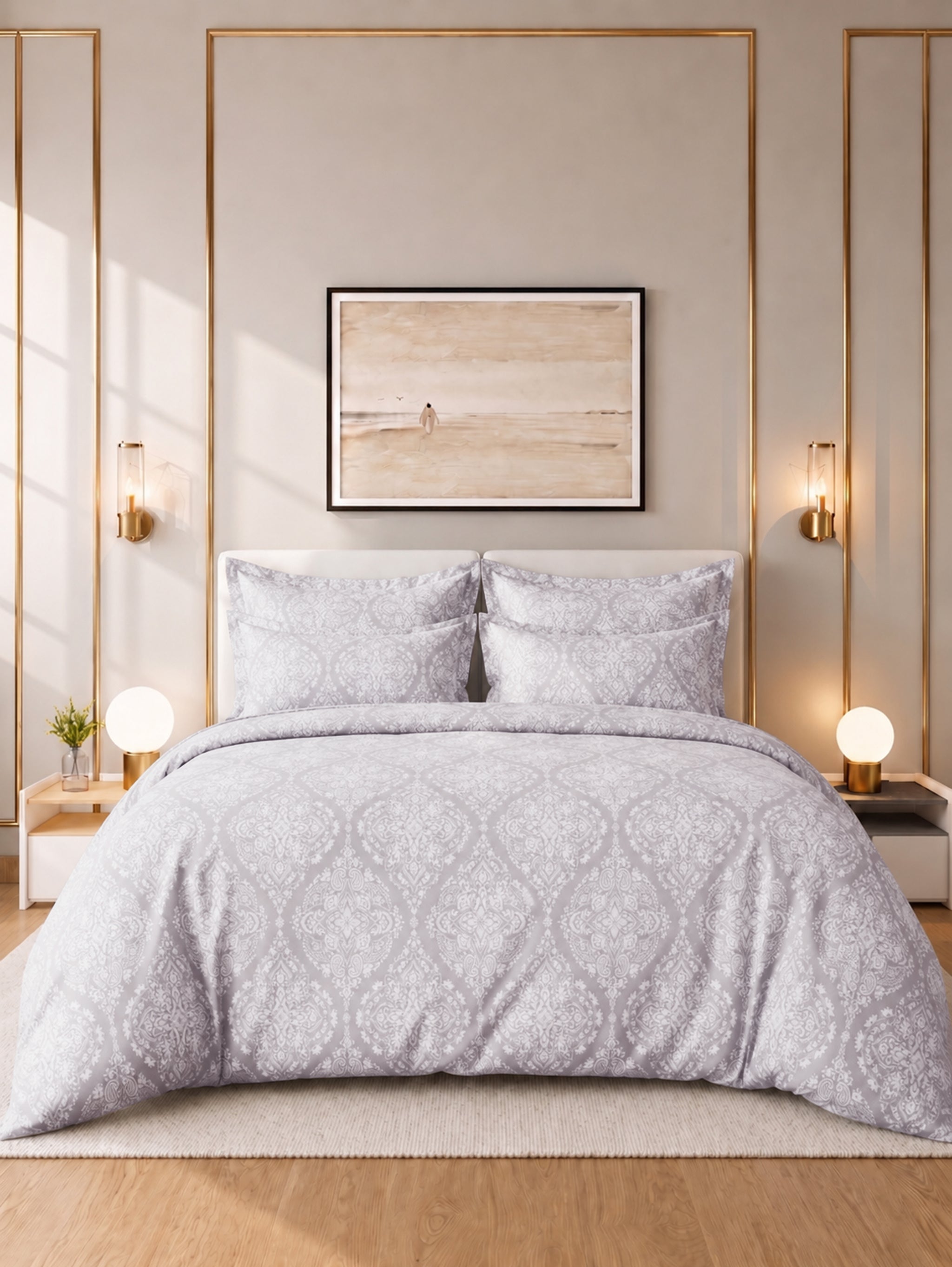 Cynthia Jacquard 4pc Duvet Cover Set - Grey