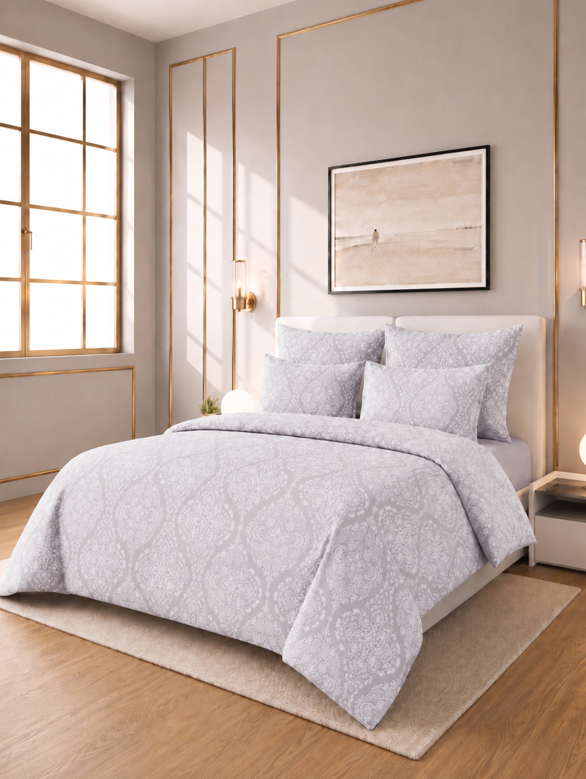 Cynthia Jacquard 4pc Duvet Cover Set - Grey