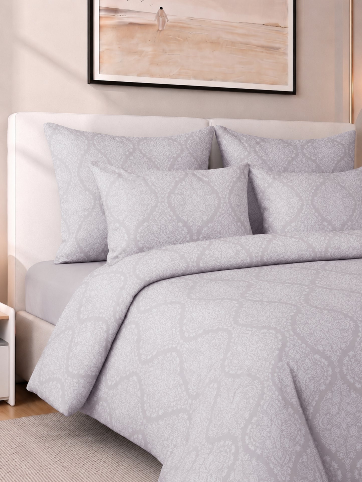 Cynthia Jacquard 4pc Duvet Cover Set - Grey