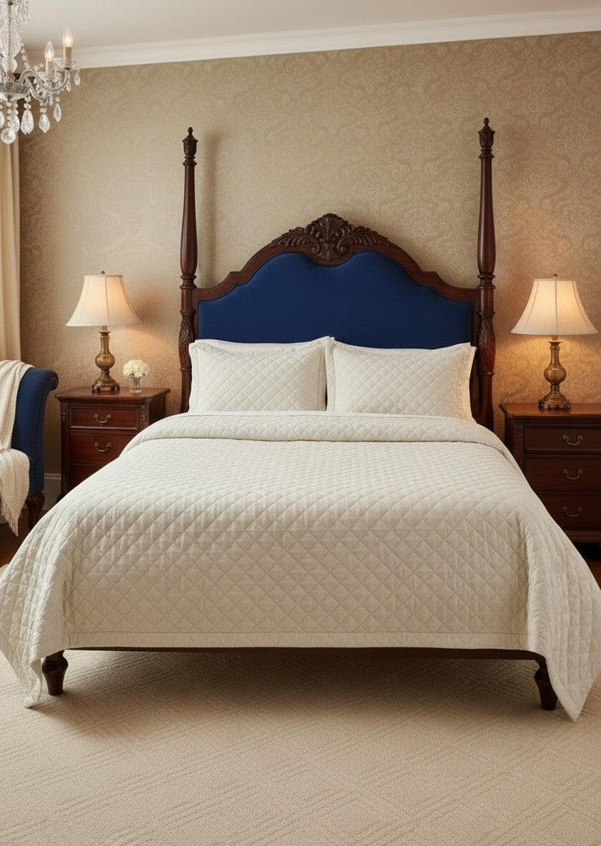Lindsey 3-Piece Quilted Velvet Bedspread Set – Soft, Breathable & Lightweight