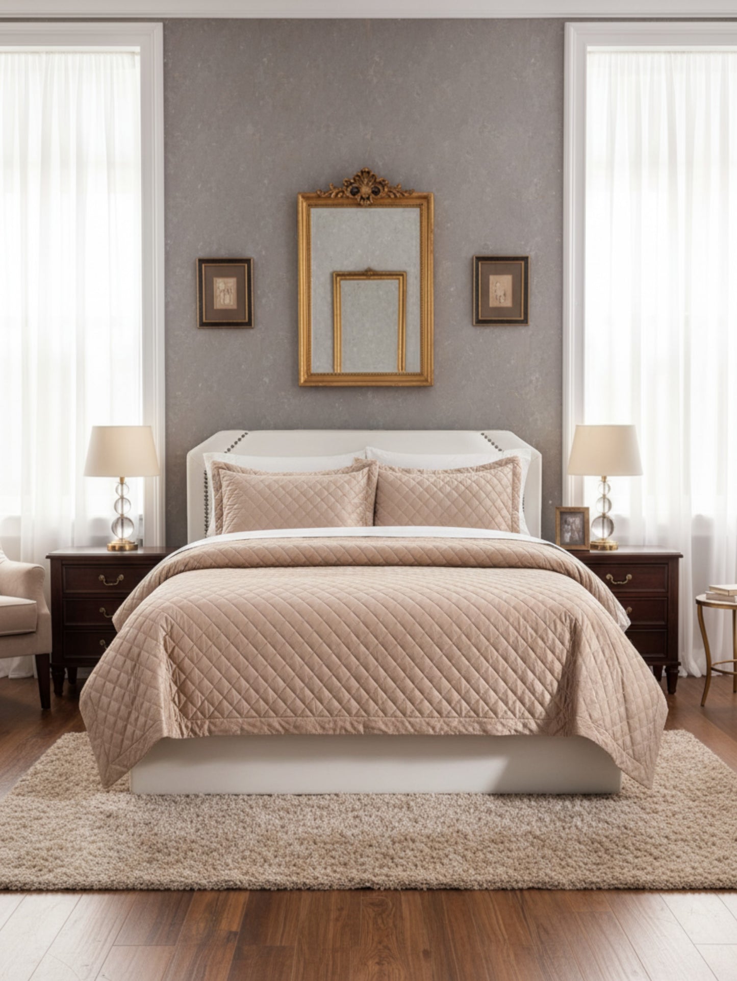 Lindsey 3-Piece Quilted Velvet Bedspread Set – Soft, Breathable & Lightweight