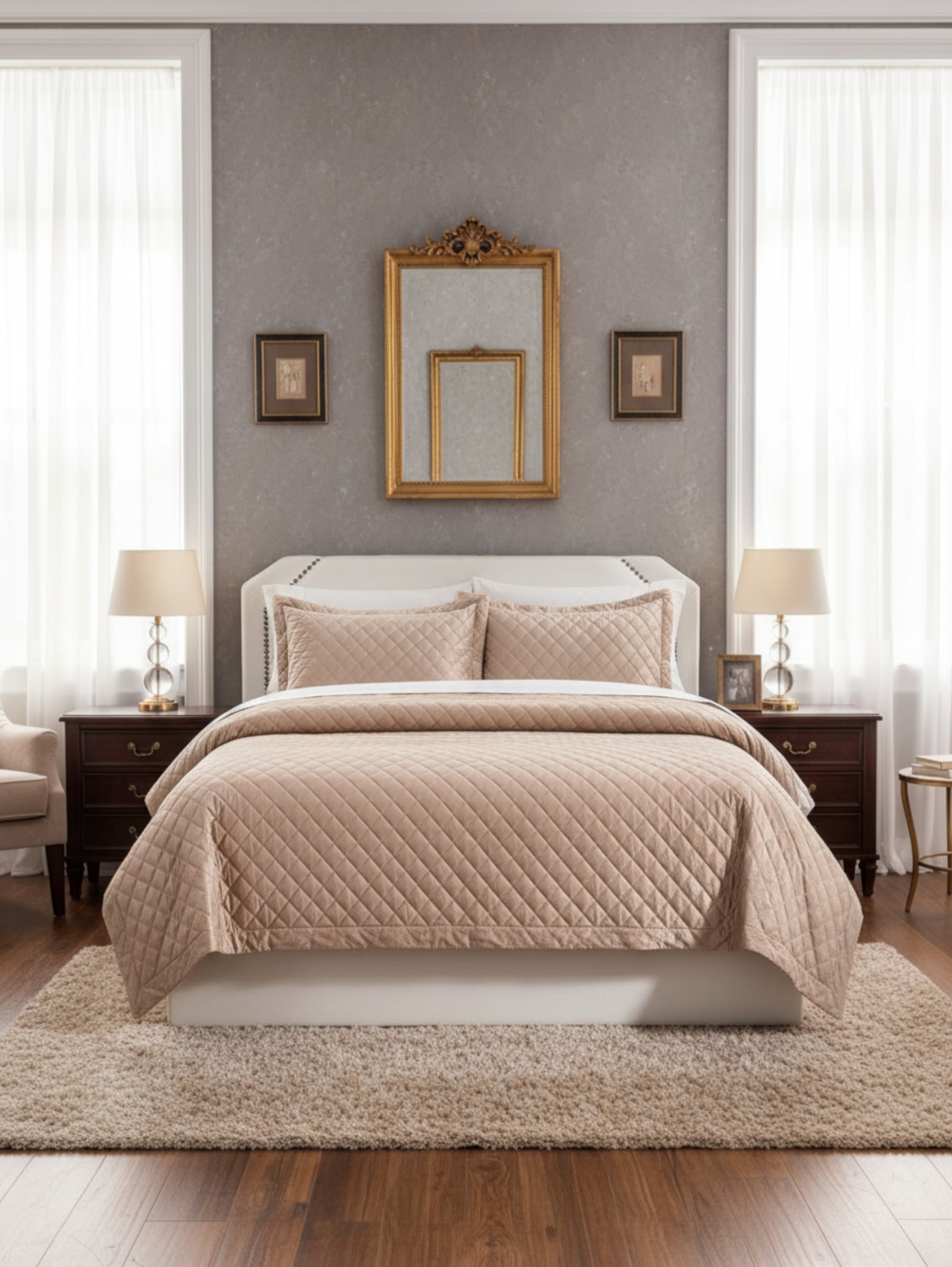 Lindsey 3-Piece Quilted Velvet Bedspread Set – Soft, Breathable & Lightweight