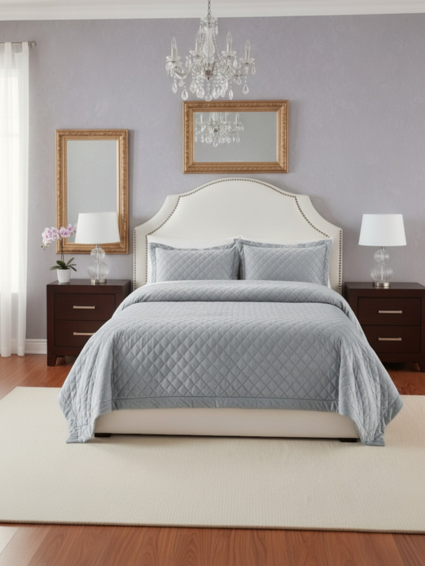 Lindsey 3-Piece Quilted Velvet Bedspread Set – Soft, Breathable & Lightweight