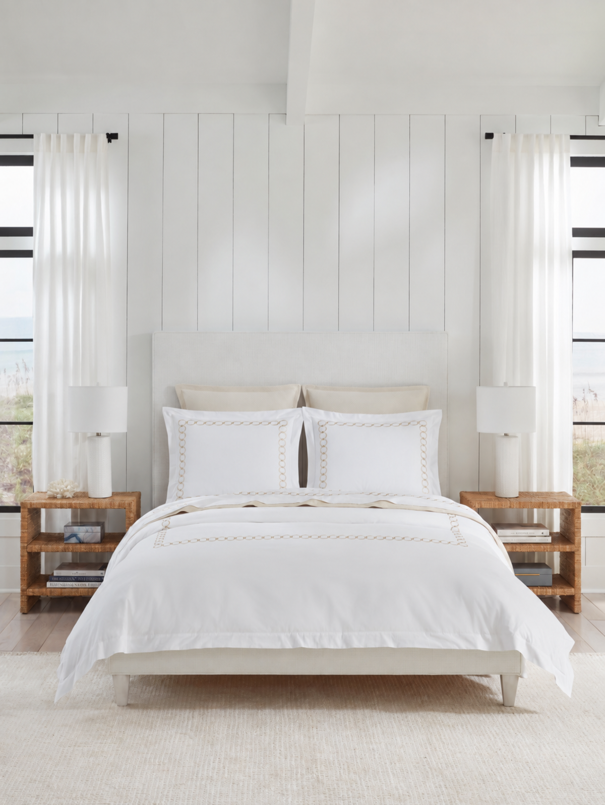 Sferra Catena Percale Duvet Cover