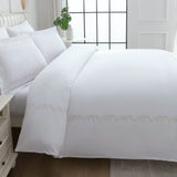 100% Cotton Percale Embroidered 4 Piece Duvet Cover Set - Serene
