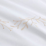 100% Cotton Percale Embroidered 4 Piece Duvet Cover Set - Serene